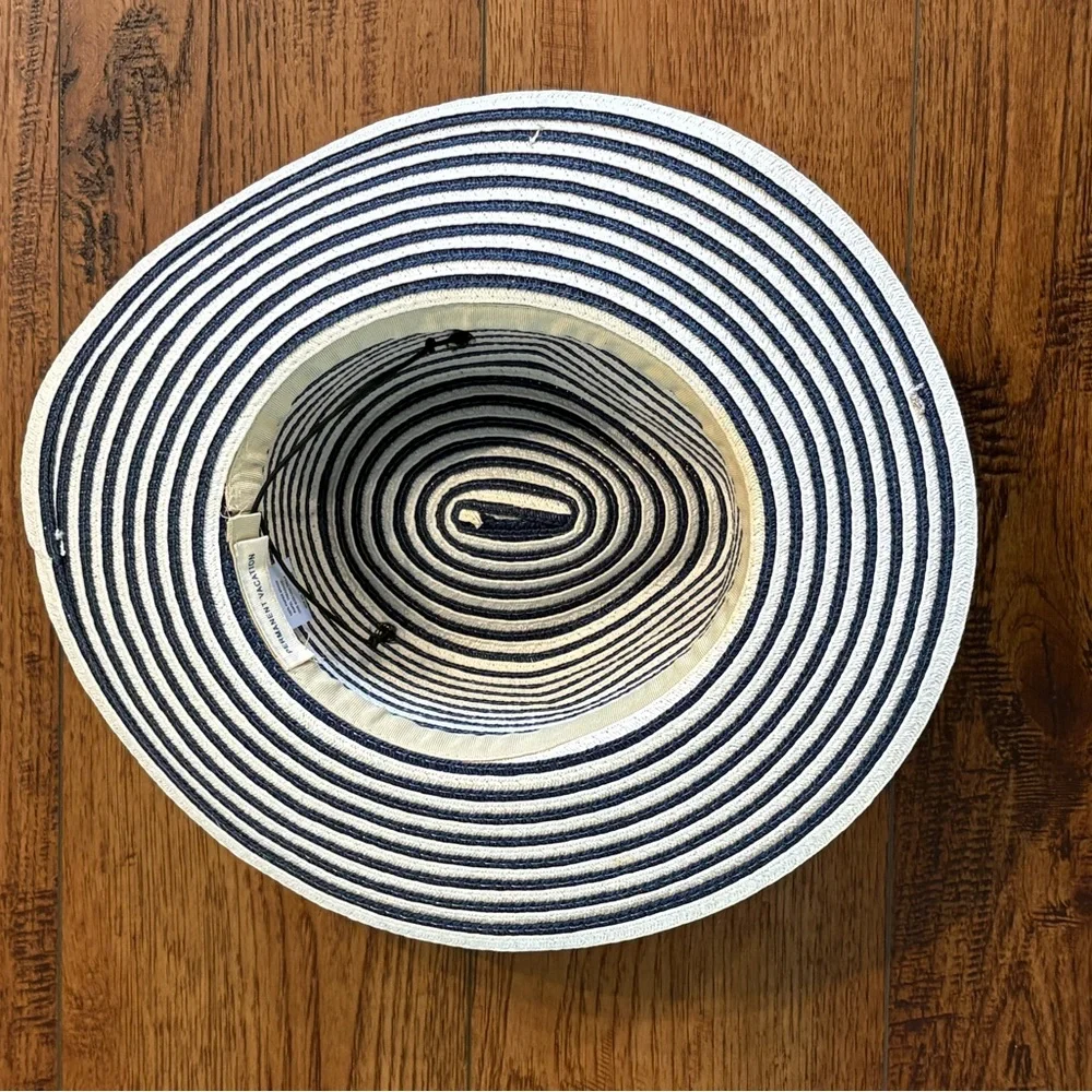 Permanent Vacation Navy & White Striped Straw Sun Hat - One Size